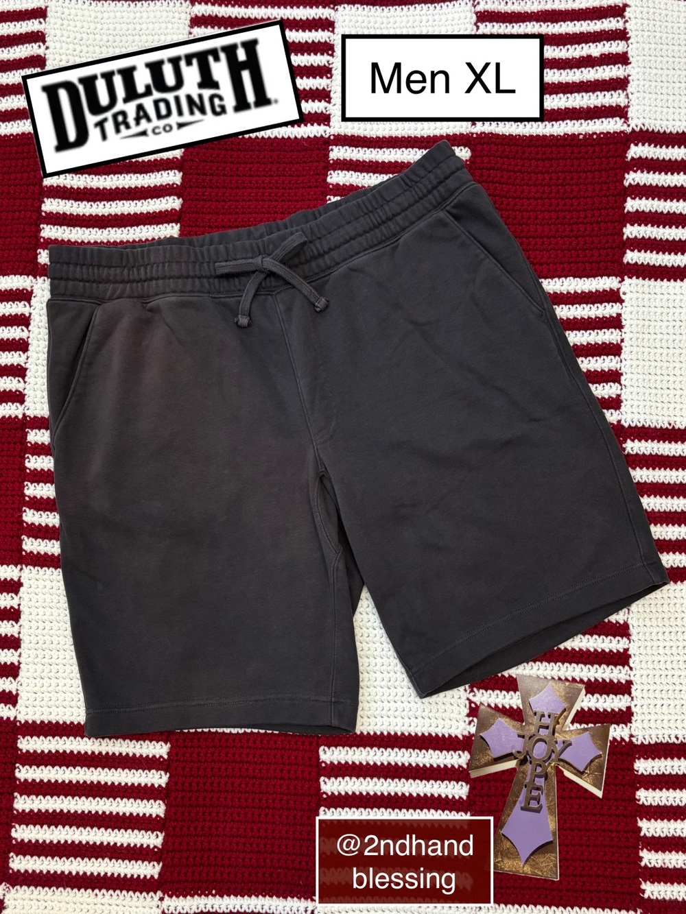 Duluth Trading Co Men's Lazy French Terry Shorts Sz XL, Black Standard Fit, 11”